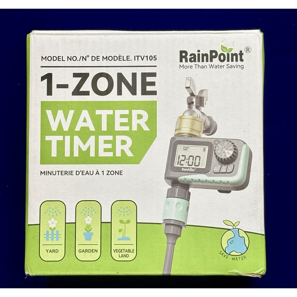 Rainpoint 1 Zone Programmable Hose Sprinkler Water Timer ITV105 Waterproof Metal